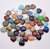 Wholesale 1" Heart Design Assorted Stone Necklace Pendants For Women